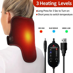 Electric Heating Neck Wrap -3-Gear Massage & Timer,Relieves Cervical Neck Pain/Stiffness,For Joint Warmth & Boost Blood Flow