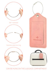PU leather luggage tag with anti loss wire rope loop and built-in privacy protection cover, suitable for luggage and travel bags