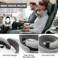 SnailStyle Memory Foam Travel Neck Pillow – U-Shaped Adjustable Support Cushion for Travel & Nap Comfort