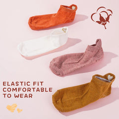 4 Pairs Cute Heart Embroidery Women’s Ankle Socks – Soft Cotton Fashion Casual Socks Set