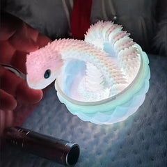 3D Printed Luminous Snake Movable Joint Simulation Snake Action Figures Home Office Desktop Ornament Birthday Gifts