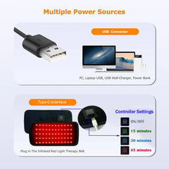 60 LEDs Red&Infrared Light Therapy Belt 850nm 660nm Back Burn Fat Wrap Slimming Machine Waist Heat Pad Full Body