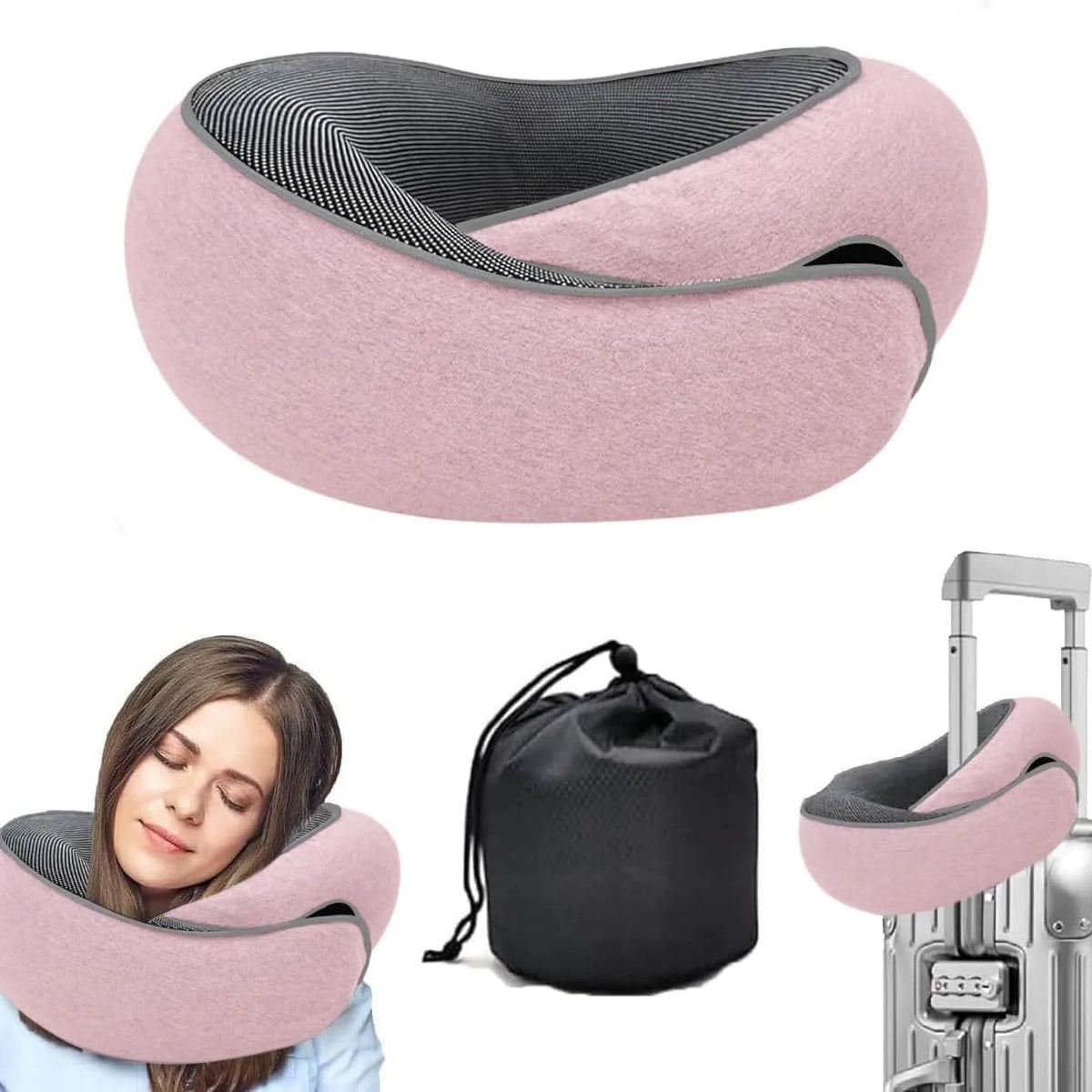 SnailStyle Memory Foam Travel Neck Pillow – U-Shaped Adjustable Support Cushion for Travel & Nap Comfort