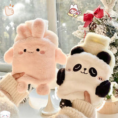 Kawaii Hot Water Bags Cute Plush Rubber Hand and Foot Belly Warmer Explosion-proof Hot Water Bottles for Women Period Pain
