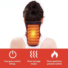 Electric Heating Neck Wrap -3-Gear Massage & Timer,Relieves Cervical Neck Pain/Stiffness,For Joint Warmth & Boost Blood Flow