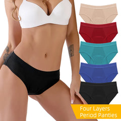 Bamboo Fiber Leak Proof Menstrual Panties Women Heavy Absorbency Four-layer Leakproof Women Period Underwear Menstrual Panties