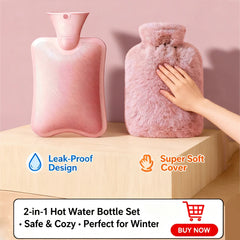 Winter Cute Hand Warmer Hot Water Bottle, 2000ml Plush Shoulder Warmer Hot Water Bag