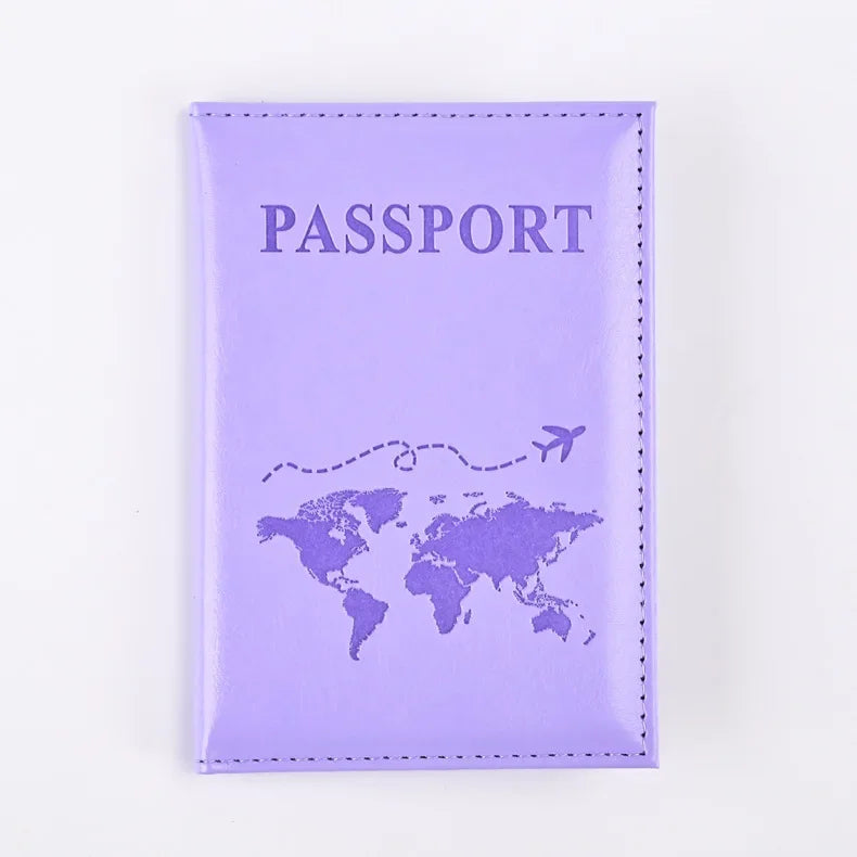 Solid Color Discoloration PU Leather Passport Holder Case Men Women Travel Ticket Passport Protective Cover ID Card Holder