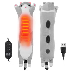 USB Powered Electric Heating Pad Period Heated Plush Cute Cat Throwing Pillow Lovely Cat Heating Pad for Period Cramps Menstrual