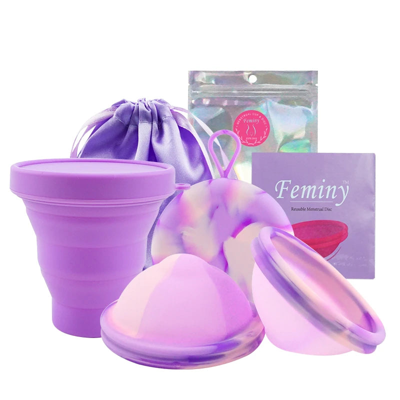 Lady Cycle Monthly Period Disk Medical Grade Reusable Menstrual Disc Storage Case Sterilizer Cup Menstrual Collector