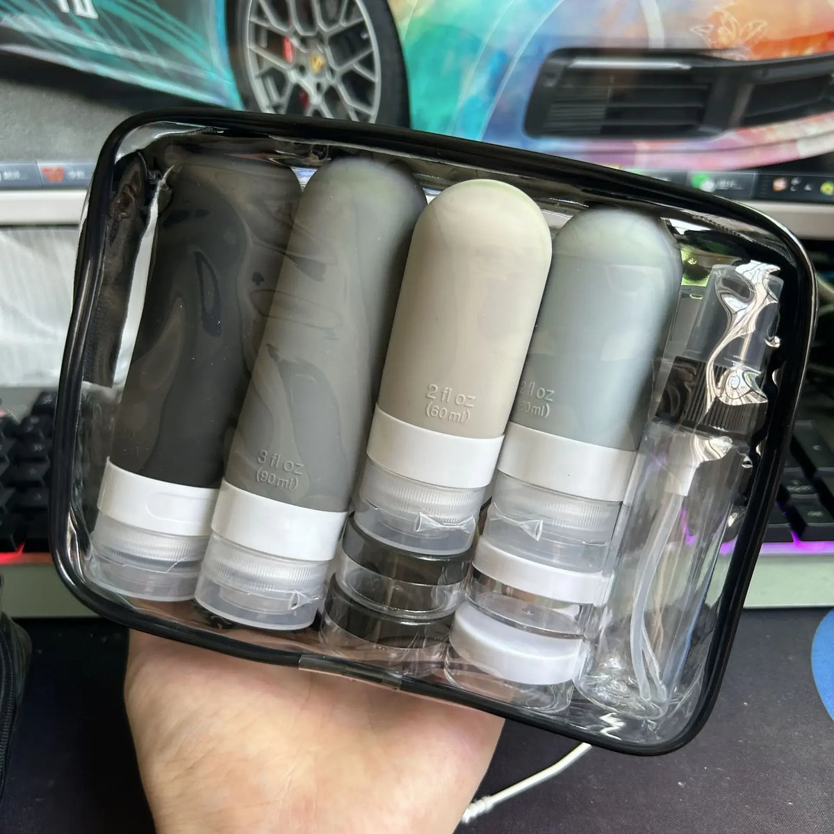 17/4Pcs Travel Bottles Set Leak-Proof Container Portable Refillable Toiletries Shampoo Conditioner Lotion Liquid Empty Bottles