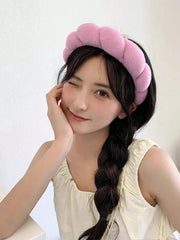 6pcs Women SPA Accessories Set, 7 Color Options - Soft Linen Material Includes Flower Hair Clips