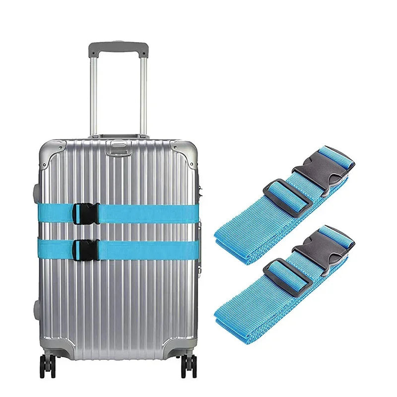 Adjustable Luggage Strap Travel Essential Accessories Suitcase Supplies Fixed Belt 2Pcs Cross Packing Straps 18-32 Inch Suitcase