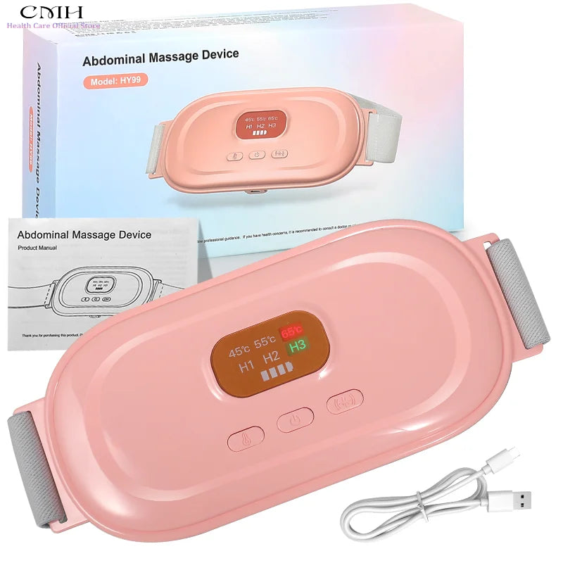 Heated Period Pain Relief Device Portable Rechargeable Abdominal Massage Belt with Smart Temperature Control for Lady Women