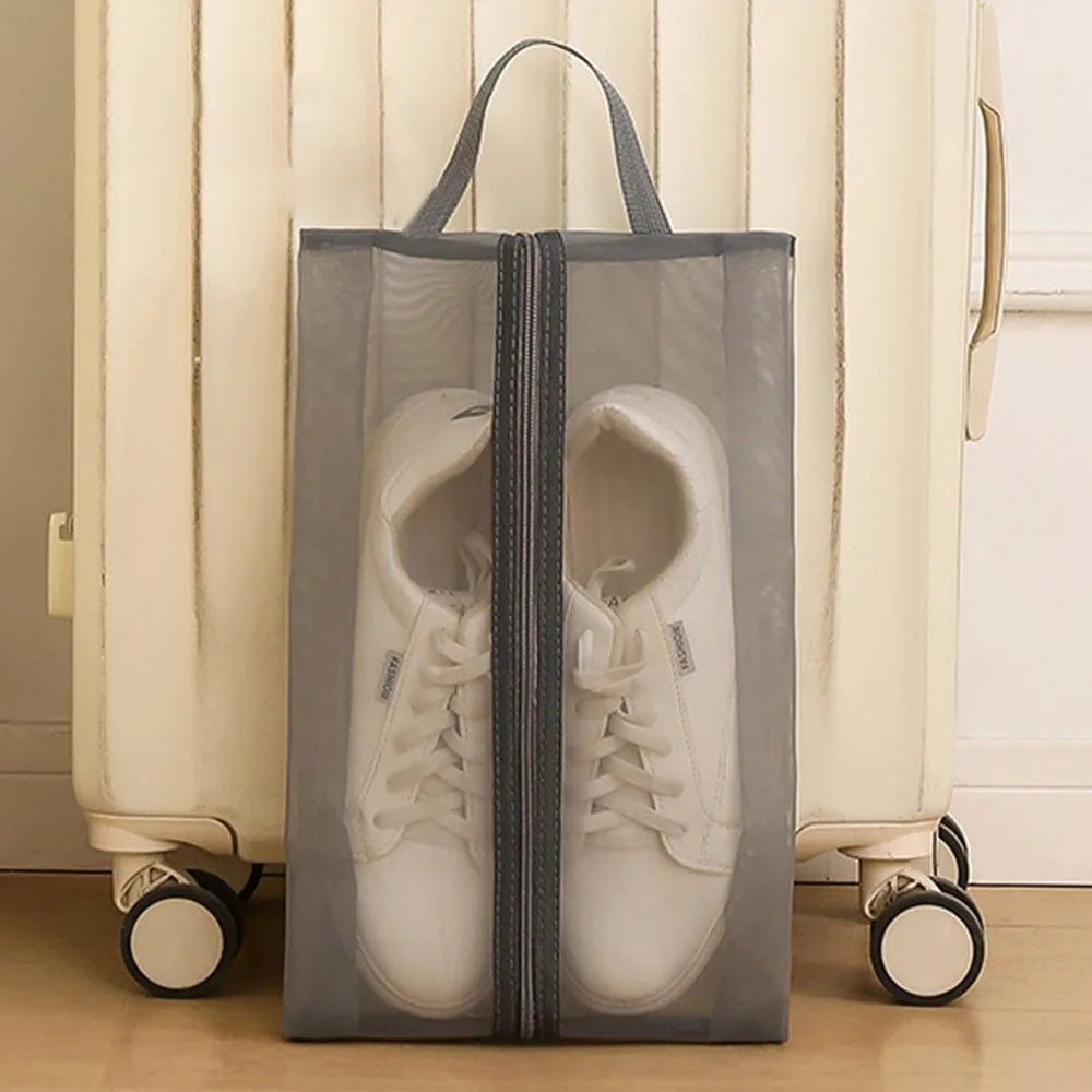 Dustproof Portable Outdoor Mesh Shoe Bag Breathable Lightweight Travel Shoe Bag Shoe Organizer for Outdoor Use/Travel/Sports