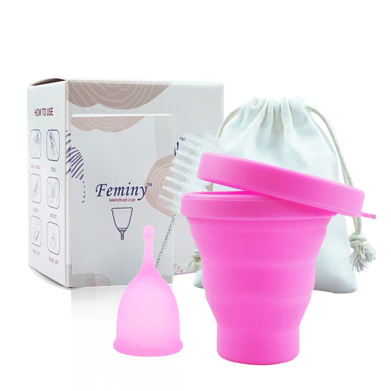 Hypoallergenic Certified Menstrual Cup With Sterilizer Kit Soft Woman Period Cup Menstrual Silicone Medical Cycle Menstrual Bowl