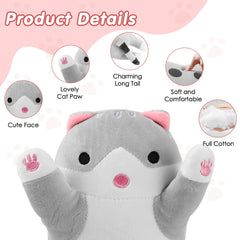 USB Powered Electric Heating Pad Period Heated Plush Cute Cat Throwing Pillow Lovely Cat Heating Pad for Period Cramps Menstrual